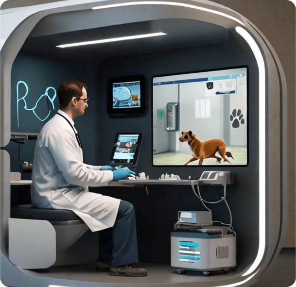 Healthcare professional using a tablet device